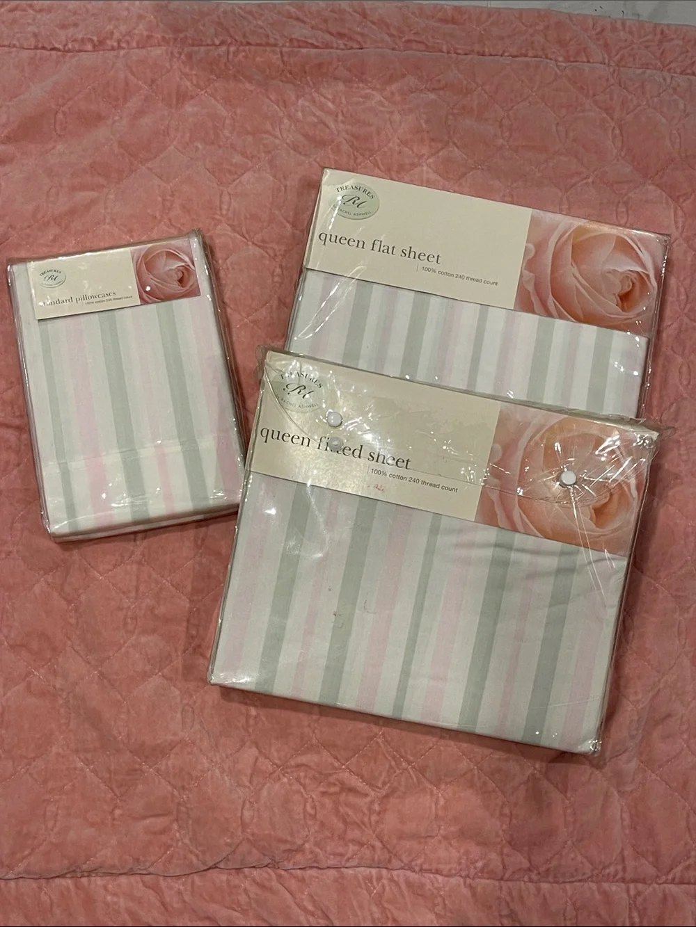 NWT RACHEL ASHWELL TREASURES Garden Rose  QUEEN SHEET SET